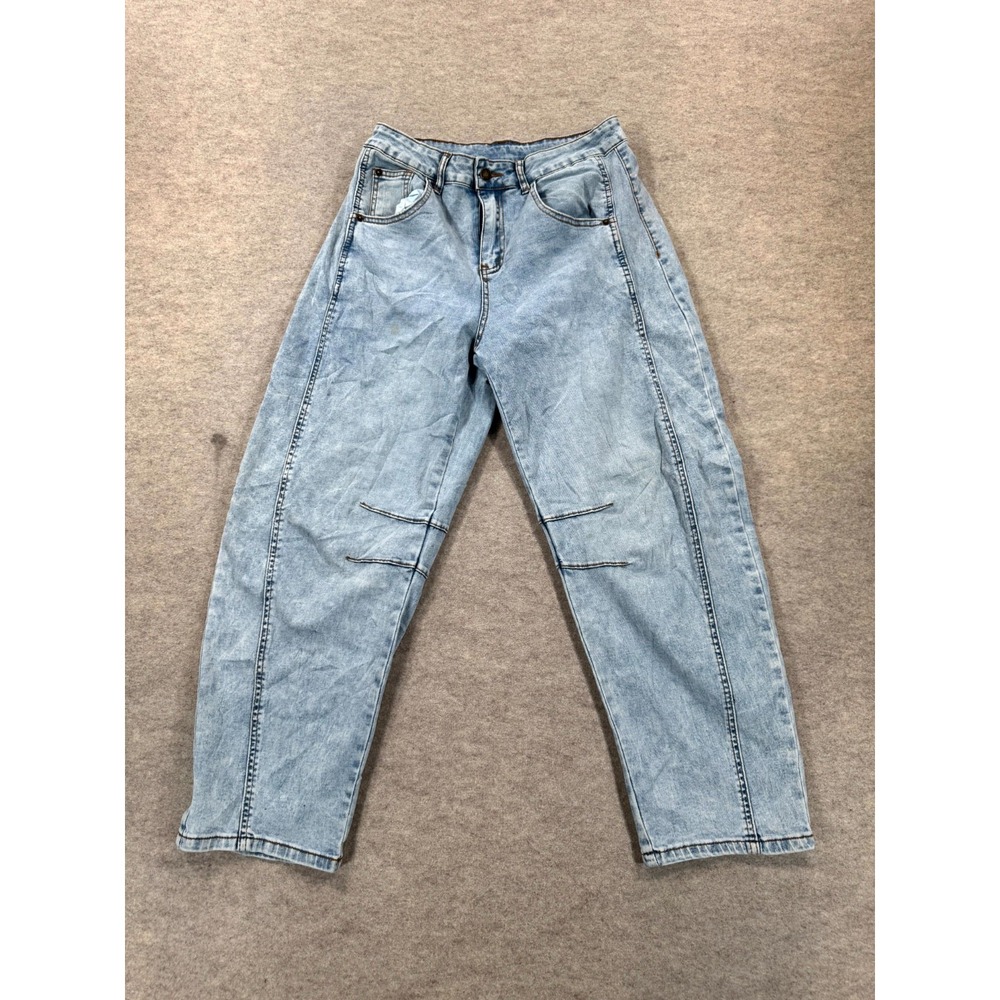 Lookbook Store High Waisted Crop Barrel Jeans Womens Medium Blue Denim M